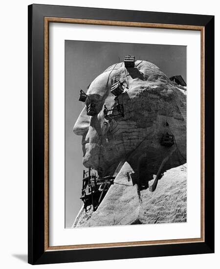 Construction of George Washington Section of Mt. Rushmore Monument-Alfred Eisenstaedt-Framed Photographic Print