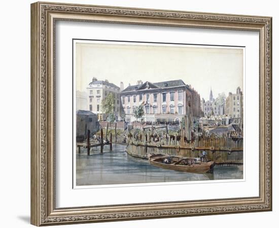 Construction of London Bridge, 1826-Edward William Cooke-Framed Giclee Print