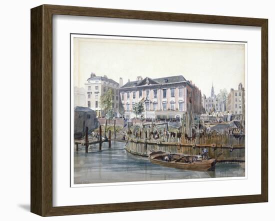 Construction of London Bridge, 1826-Edward William Cooke-Framed Giclee Print