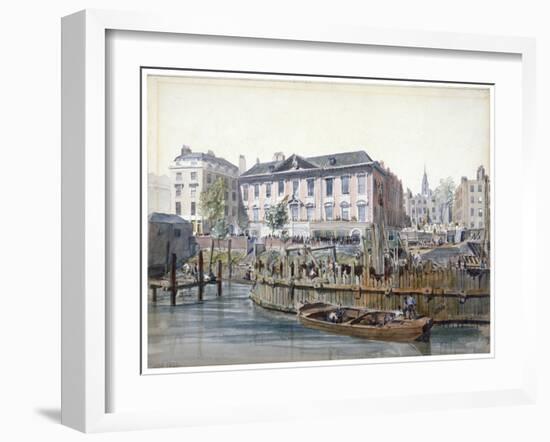 Construction of London Bridge, 1826-Edward William Cooke-Framed Giclee Print