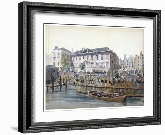 Construction of London Bridge, 1826-Edward William Cooke-Framed Giclee Print