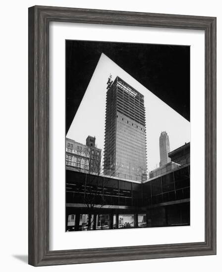 Construction of Modern Steel and Glass Seagram's Office Building on Park Avenue-Frank Scherschel-Framed Photographic Print