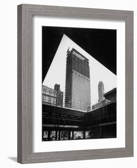 Construction of Modern Steel and Glass Seagram's Office Building on Park Avenue-Frank Scherschel-Framed Photographic Print