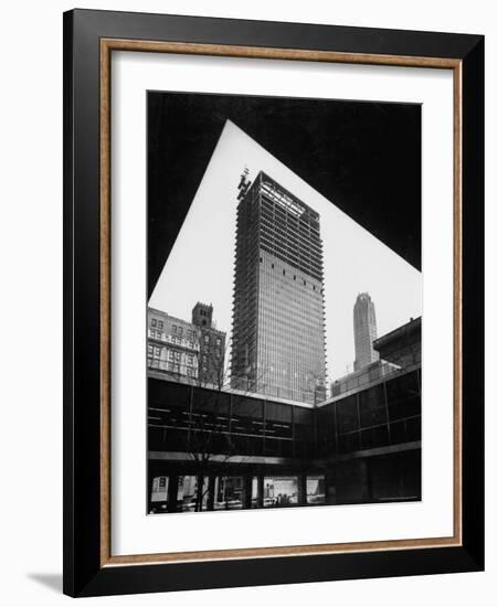 Construction of Modern Steel and Glass Seagram's Office Building on Park Avenue-Frank Scherschel-Framed Photographic Print