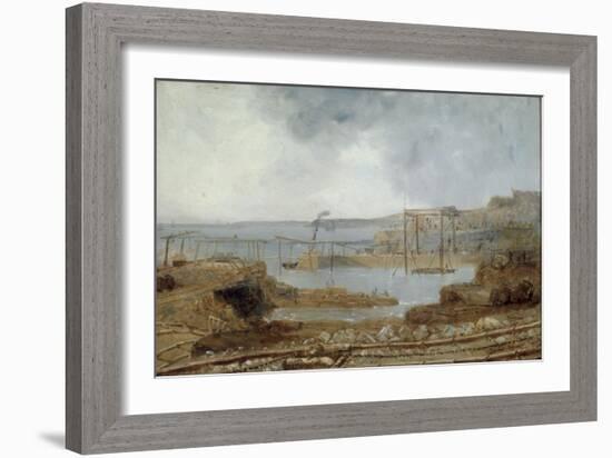 Construction of Seaham Harbour, 1829-Robert Mackreth-Framed Giclee Print