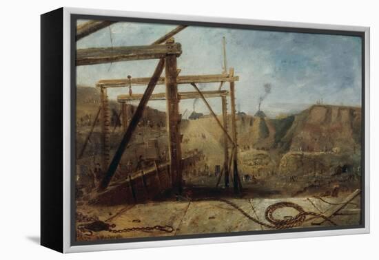 Construction of Seaham Harbour, 1830-Robert Mackreth-Framed Premier Image Canvas