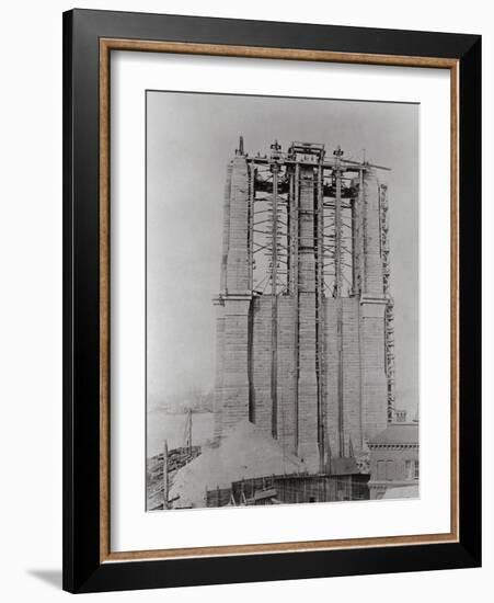 Construction of the Brooklyn Bridge-null-Framed Photographic Print