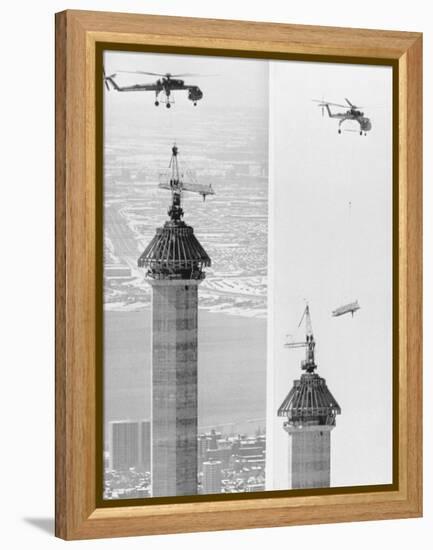 Construction of the Canadian National Tower-null-Framed Premier Image Canvas