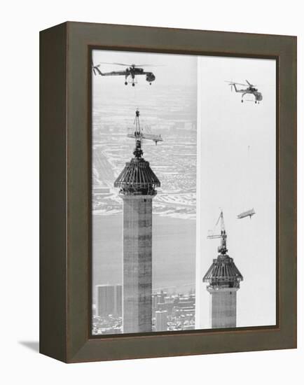 Construction of the Canadian National Tower-null-Framed Premier Image Canvas