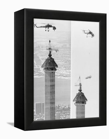 Construction of the Canadian National Tower-null-Framed Premier Image Canvas