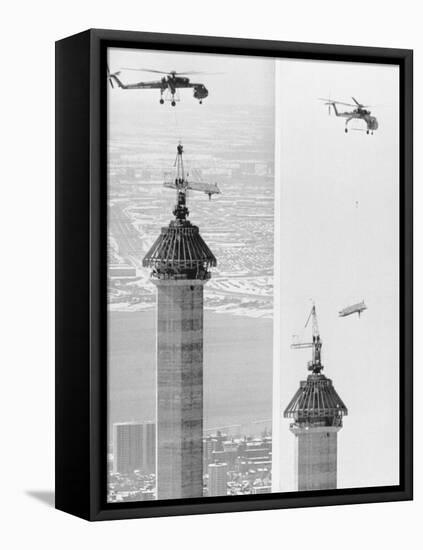 Construction of the Canadian National Tower-null-Framed Premier Image Canvas