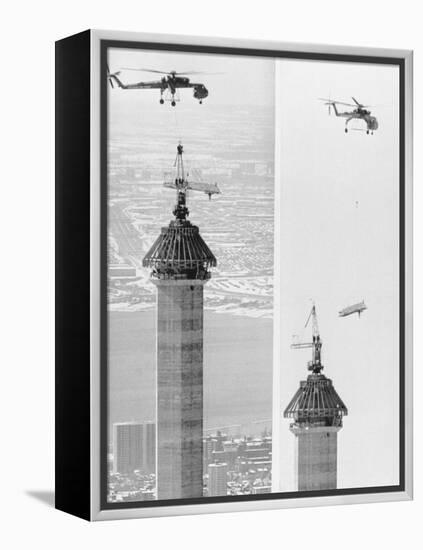 Construction of the Canadian National Tower-null-Framed Premier Image Canvas