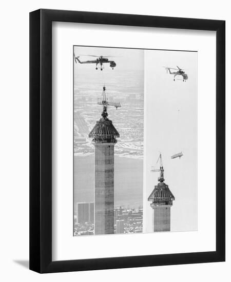 Construction of the Canadian National Tower-null-Framed Photographic Print