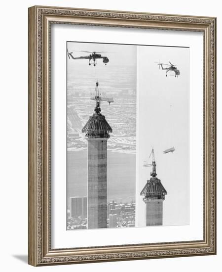 Construction of the Canadian National Tower-null-Framed Photographic Print