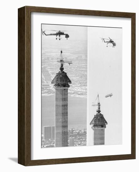 Construction of the Canadian National Tower-null-Framed Photographic Print