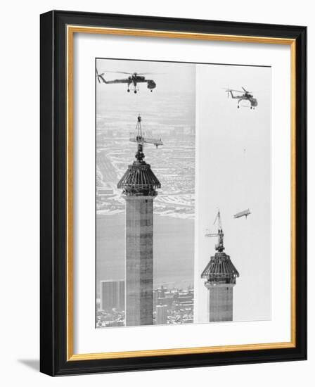 Construction of the Canadian National Tower-null-Framed Photographic Print