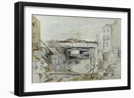 Construction of the London and Birmingham Railway, C.1835 (Pencil with Wash, and Chalk Highlights O-John Cooke Bourne-Framed Giclee Print