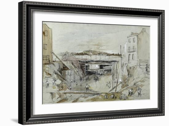 Construction of the London and Birmingham Railway, C.1835 (Pencil with Wash, and Chalk Highlights O-John Cooke Bourne-Framed Giclee Print