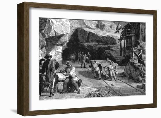 Construction of the St Gotthard Tunnel Beneath the Alps, 1880-null-Framed Giclee Print