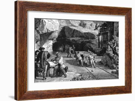 Construction of the St Gotthard Tunnel Beneath the Alps, 1880-null-Framed Giclee Print