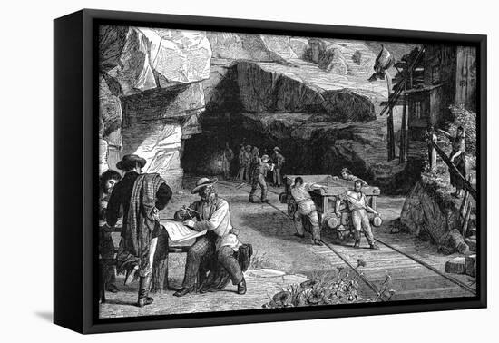 Construction of the St Gotthard Tunnel Beneath the Alps, 1880-null-Framed Premier Image Canvas