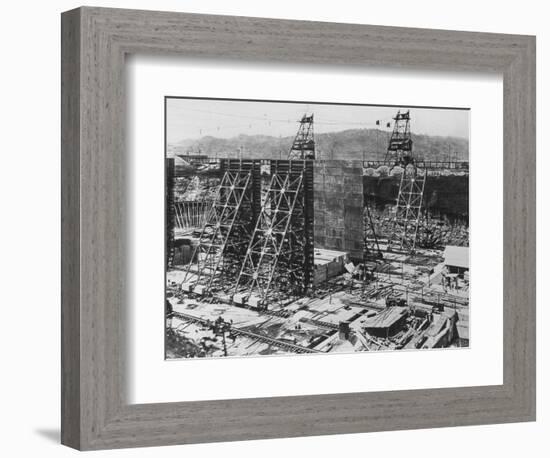 Construction of the Three Double-Chamber Locks that Comprise the Gatun Lock in the Panama Canal-null-Framed Photographic Print