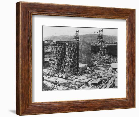 Construction of the Three Double-Chamber Locks that Comprise the Gatun Lock in the Panama Canal-null-Framed Photographic Print