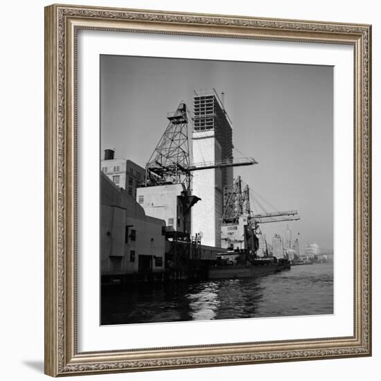 Construction of the United Nations Building Along the East River-Andreas Feininger-Framed Photographic Print