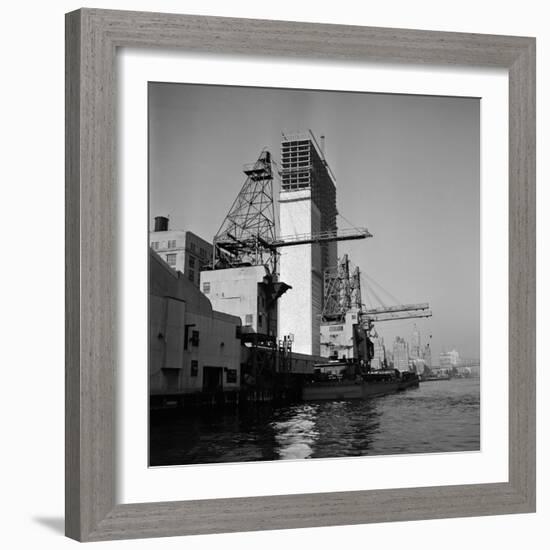 Construction of the United Nations Building Along the East River-Andreas Feininger-Framed Photographic Print