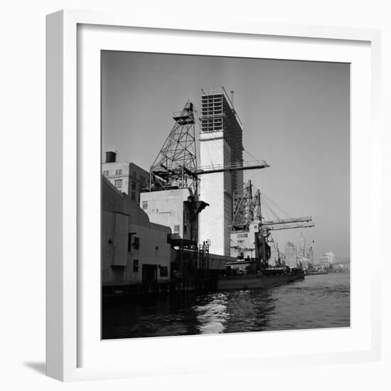 Construction of the United Nations Building Along the East River-Andreas Feininger-Framed Photographic Print