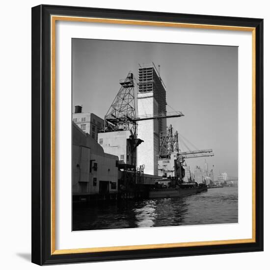 Construction of the United Nations Building Along the East River-Andreas Feininger-Framed Photographic Print