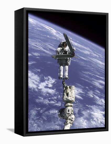 Construction Work on International Space Station-null-Framed Stretched Canvas