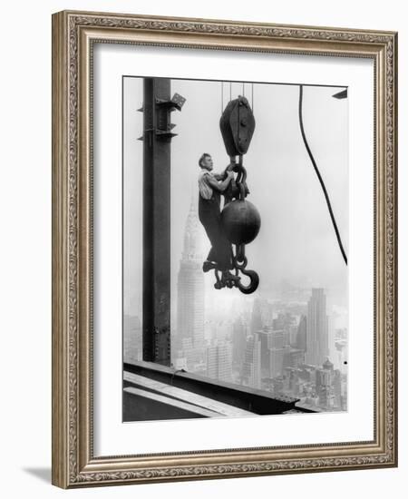 Construction Worker at Empire State Building-null-Framed Photographic Print