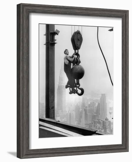 Construction Worker at Empire State Building-null-Framed Photographic Print