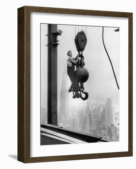 Construction Worker at Empire State Building-null-Framed Photographic Print