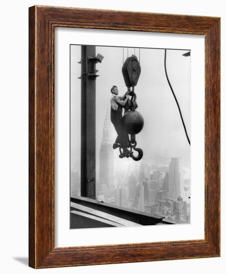 Construction Worker at Empire State Building-null-Framed Photographic Print