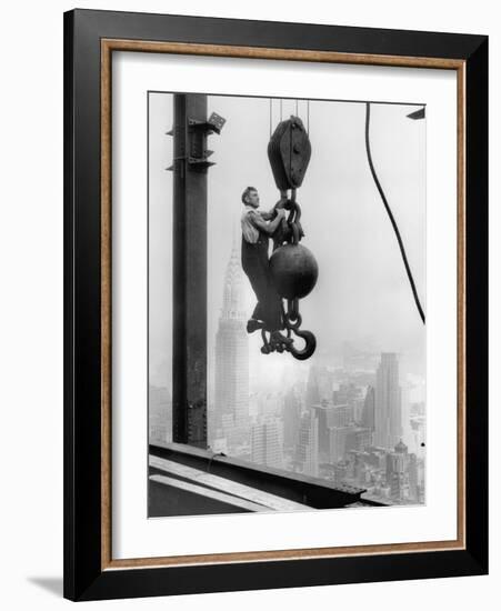 Construction Worker at Empire State Building-null-Framed Photographic Print