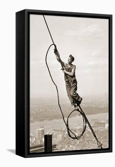 Construction Worker, Empire State Building, New York City, C.1930-Lewis Wickes Hine-Framed Premier Image Canvas