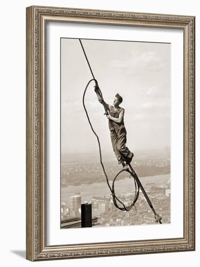 Construction Worker, Empire State Building, New York City, C.1930-Lewis Wickes Hine-Framed Photographic Print