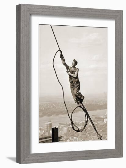 Construction Worker, Empire State Building, New York City, C.1930-Lewis Wickes Hine-Framed Photographic Print