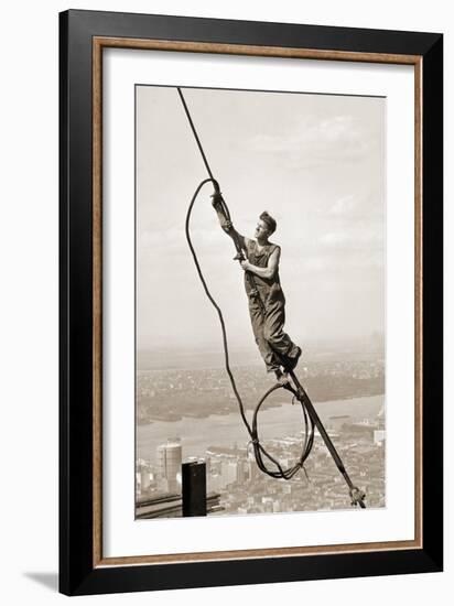 Construction Worker, Empire State Building, New York City, C.1930-Lewis Wickes Hine-Framed Photographic Print