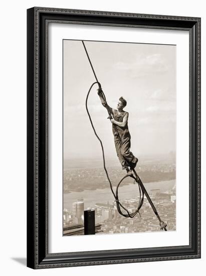 Construction Worker, Empire State Building, New York City, C.1930-Lewis Wickes Hine-Framed Photographic Print