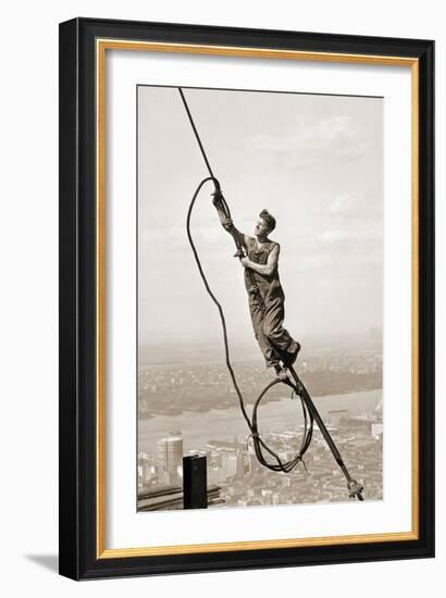 Construction Worker, Empire State Building, New York City, C.1930-Lewis Wickes Hine-Framed Photographic Print