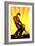 Construction Worker Jackhammer Retro Poster-patrimonio-Framed Art Print