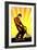 Construction Worker Jackhammer Retro Poster-patrimonio-Framed Art Print