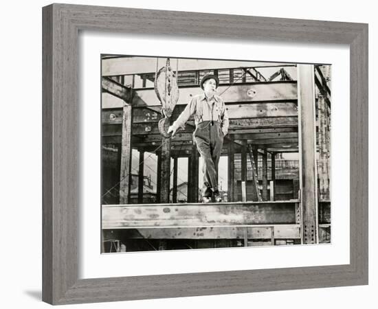 Construction Worker on Job Site-null-Framed Photo