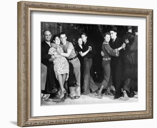 Construction Workers and Taxi Dancers Enjoying a Night Out in Barroom in Frontier Town-Margaret Bourke-White-Framed Premium Photographic Print