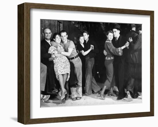 Construction Workers and Taxi Dancers Enjoying a Night Out in Barroom in Frontier Town-Margaret Bourke-White-Framed Photographic Print