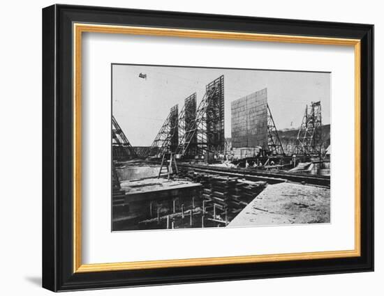 Construction Workers Laying Steel Girders for Laying Cement at the Gatun Lock in the Panama Canal-null-Framed Photographic Print