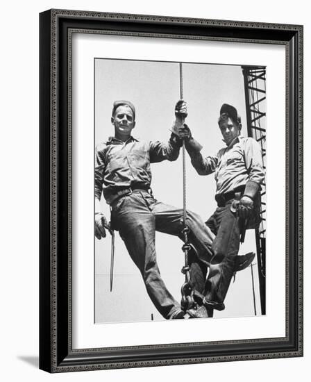 Construction Workers Standing on a Wreaking Ball-Ralph Crane-Framed Photographic Print